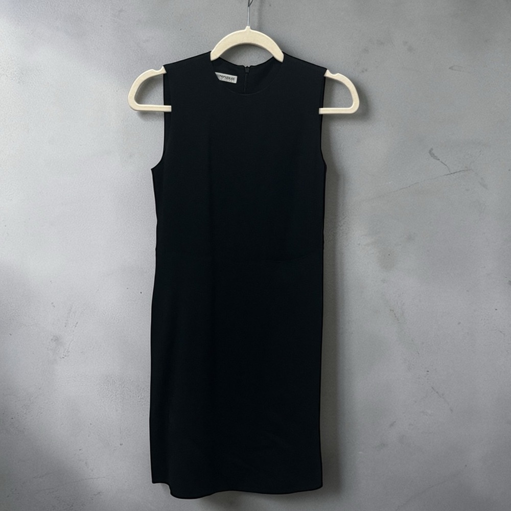 Emporio Armani Black Sleeveless Mini Shift Dress  sz 38 US Sz 2